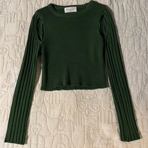 Source Unknown Green Ribbed Knit Sweater